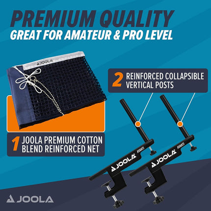 JOOLA 31009 Avanti Table Tennis Net and Post Set, Black, 72"