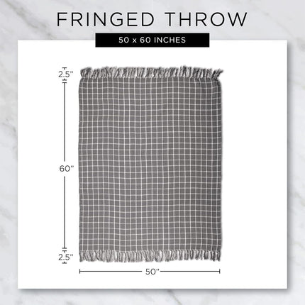 Jeté de lit DII Classic Colby en coton à rayures avec franges, 127 x 152 cm, noir et gris