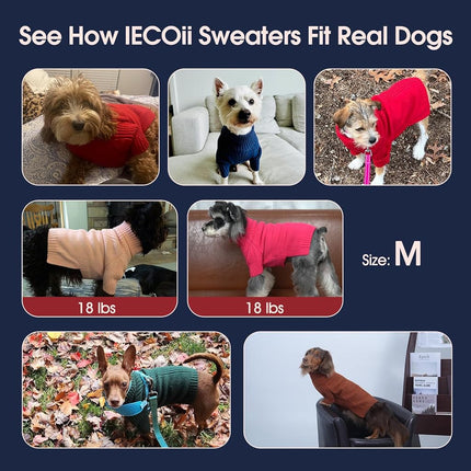 IECOii Dachshund Sweater,Turtleneck Dog Sweater for Small Medium Dogs Girl,Stretchy & Breathable,Warm Knitted Pullover Coat,High Neck Knitwear for Cold Weather Indoor & Outdoor Wear (Camel, M)