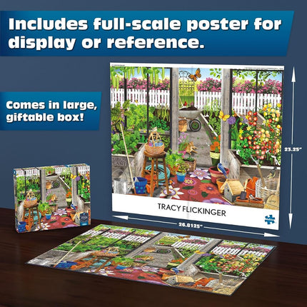 Buffalo Games - Sapphire Select - Tracy Flickenger - Garden Shed Greenhouse - 1000 Piece Jigsaw Puzzle – Challenging & Fun – Blue Backed Puzzle Board – Giftable Display Box - Full Size Poster Included