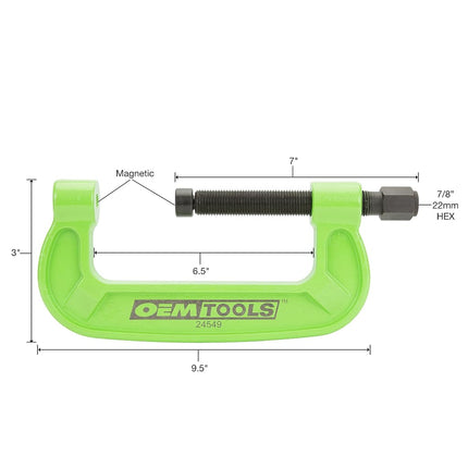 OEMTOOLS 24549 Automotive Bearing Cup Installer, Bearing Clamp, Medium and Light Duty U Joint Installer, Drive Shaft Tool, Impact Rated Steel C Clamp with Magnets