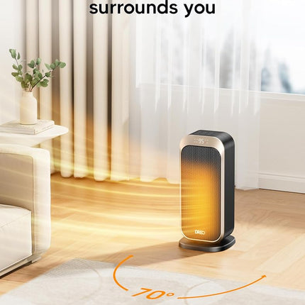 DREO Space Heater for Indoor Use, 1500W Ceramic Heater with Remoteand Thermostat, Portable Heaters with 70° Oscillation, ECO Mode, Child Lock, 34dB Ultra Quiet Heaters for Bedroom Office Home