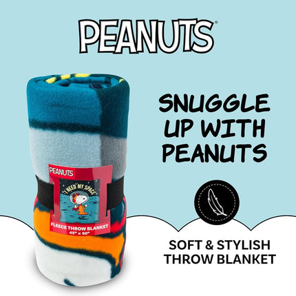 Silver Buffalo Peanuts Snoopy Need My Space Fleece Throw 45" x 60"