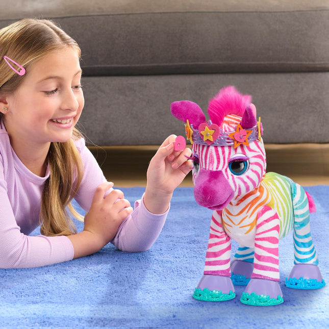 furReal Zenya Mi Cebra Arcoíris Interactiva de Peluche con Accesorios, 22 piezas, Juego de Simulación, Juguetes para Niños de 4 Años en Adelante de Just Play
