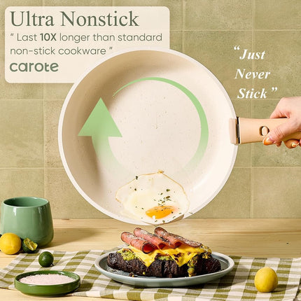 CAROTE 11pcs Pots and Pans Set, Nonstick Cookware Set Detachable Handle, Induction Kitchen Cookware Sets Non Stick with Removable Handle, RV Cookware Set, Oven Safe, Green