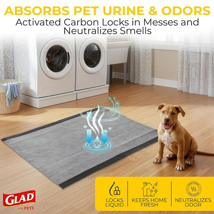 Glad for Pets JUMBO-SIZE Charcoal Puppy Pads | Black Training Pads That ABSORB & Neutralize Urine Instantly | New & Improved Quality, 50 Count