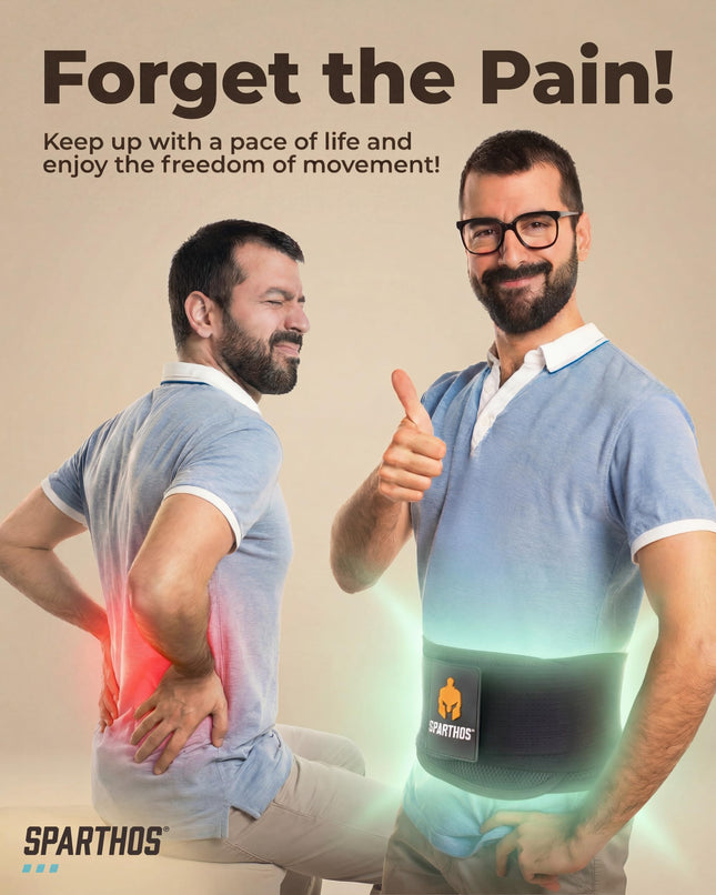 Back Brace by Sparthos - Immediate Relief for Back Pain, Herniated Disc, Sciatica, Scoliosis and More! - Breathable Mesh Design with Lumbar Pad - Adjustable Support Straps - Lower Back Belt [L]