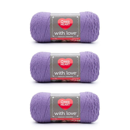 Red Heart with Love Lilac Yarn - 3 Pack of 198g/7o