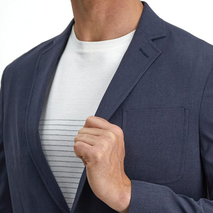 Haggar Men's Smart Wash Performance Tech Blazer Tailored Fit Heather Navy