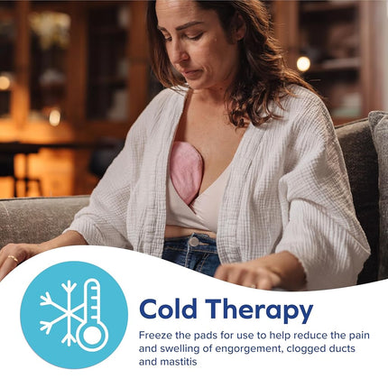 Dr. Talbot's Mom Hot and Cold Breast Therapy Pads - 2 Count - Reusable Gel Packs with Covers for Engorgement Relief & Milk Flow Support