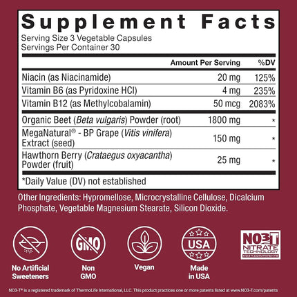 Force Factor Total Beets Blood Pressure Support Beet Root Capsules, 1800mg Organic Beet Root Powder Supplement with Hawthorn Berry to Support Circulation and Blood Flow, 180 Vegetable Capsules