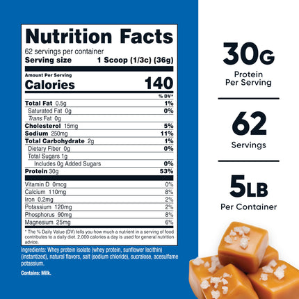 Nutricost Aislado de Proteína de Suero (Caramelo Salado, 5LB)