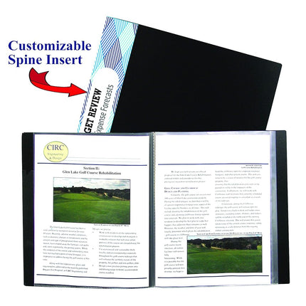 C-Line 12-Pocket Bound Sheet Protector Presentation Book, 24-Page Capacity, for 8.5 x 11-Inch Inserts, Black (33120)