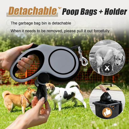 MIGHTYDUTY Retractable Dog Lead 8m for Medium Large dogs, Grey