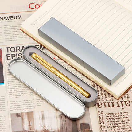 ASVINE Hongdian 1861 Brass Fountain Ink Pen, Long Blade Nib, Classic Design Smooth Writing Pen with Converter & Metal Pen Case Set