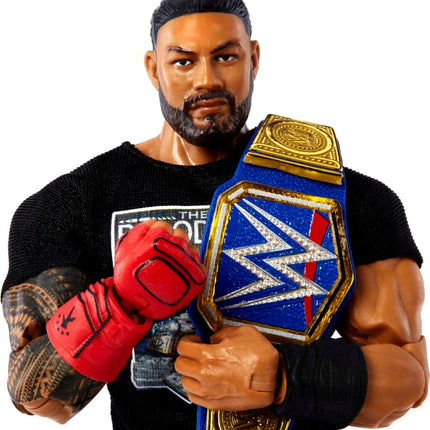 Figurine Roman Reigns Ultimate Edition de Mattel, figurine de collection de 15 cm avec tête interchangeable, mains interchangeables et Championnat Universel pour les 8 ans et plus