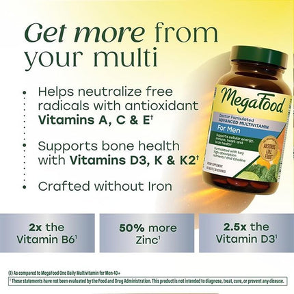 MegaFood, Multi for Men, Supports Optimal Health and Wellbeing, Multivitamin and Mineral Dietary Supplement, Gluten Free, Vegetarian, 120 tablets (60 servings)