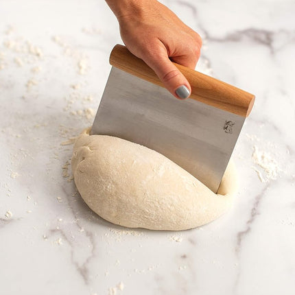 Nordic Ware Dough Scraper, Stainless Steel Dough Cutter with Beechwood Handle, High-Quality Baking Equipment for Cutting Dough and Scraping Work Surfaces, Colour: Silver