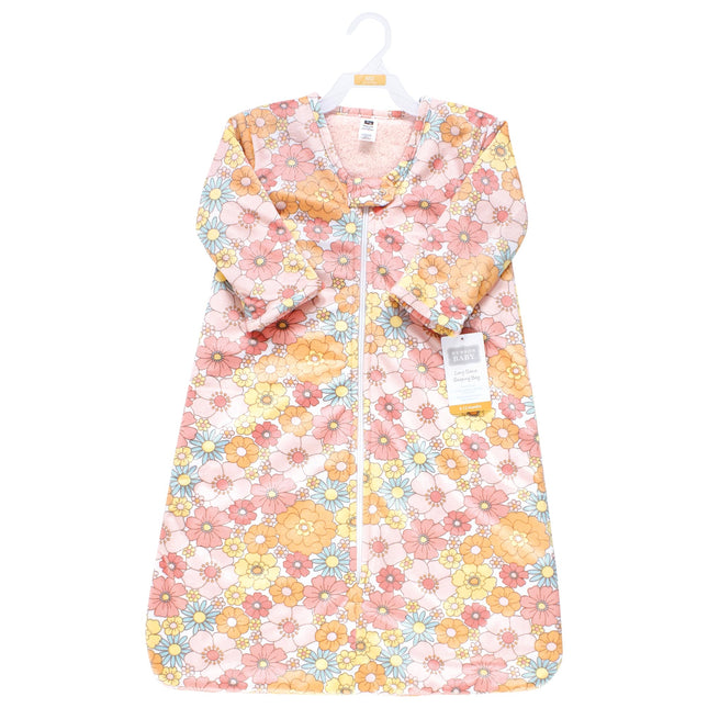 Hudson Baby Bebés Niñas Bolsa de Dormir de Felpa de Manga Larga de Piel Sintética, Manta Usable, Peace Love Flowers, 12-18 Meses