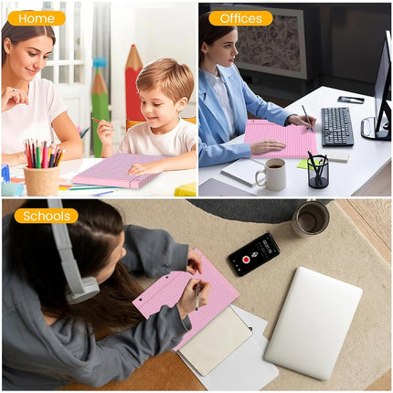 Pink Loose Leaf Paper 200 Sheets Colored Filler Paper 2 Pack 8 * 10.5 College Ruled 3-Hole Punched Paper for 3-Ring Binders Notebook Lined 8" x 10.5"
