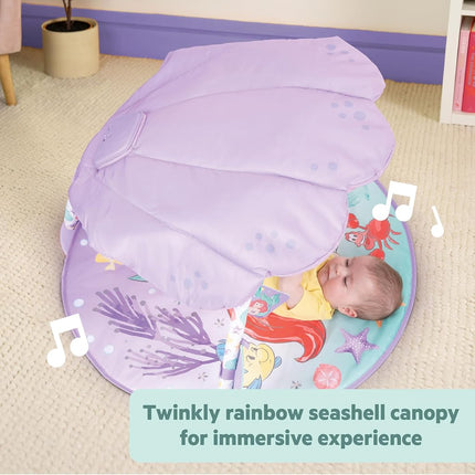 Bright Starts Disney Baby The Little Mermaid Twinkle Trove Light-Up Musical Baby Activity Gym with Tummy Time Pillow, Newborn+