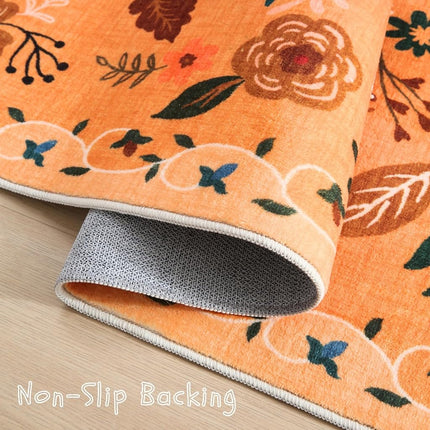 Rugcomf Runner Rug for Hallways Kitchen Rug Non Slip 2'6''x8' Washable Runner Rugs with Rubber Backing Soft Floral Carpet Runner for Hallways, Kitchen, Laundry, Bedroom, Bathroom(Yellow)