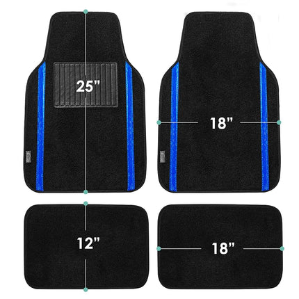 FH Group F14413BLUE Universal Fit Full Set Galaxy13 Metallic Stripe Blue Automotive Floor Mats fits Most Cars, SUVs, Trucks, and Vans