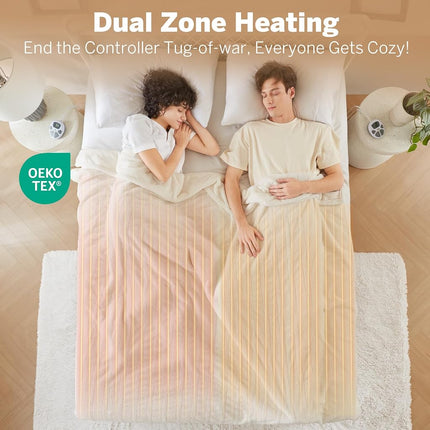 Manta Térmica Serta, Manta Eléctrica King Size, Suave, Cálida, Esponjosa para Oficina, Sofá, Temporizador de Apagado Automático de 1-12 Horas, 10 Niveles de Calentamiento, Certificación ETL, King 100" x 90" Marfil