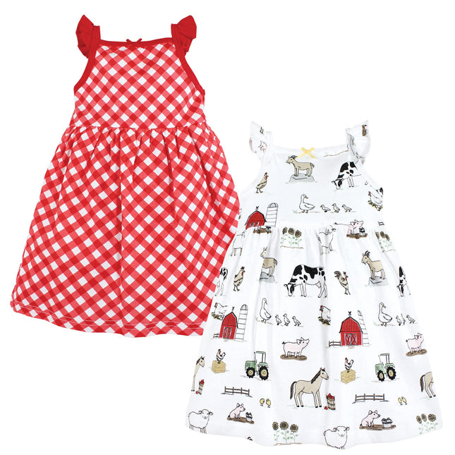 Hudson Baby Baby Girls' Cotton Dresses, Farm, 2T