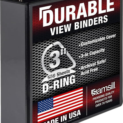 Samsill Durable 3 Inch Binder, Made in The USA, D 