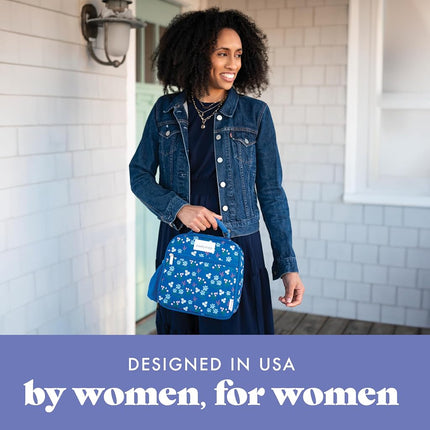 Fit & Fresh Lunch Bag For Women, Insulated Womens Lunch Bag For Work, Large Lunch Box For Women With Two Matching Containers, Townsend Lunch Bag, Navy Wildflower