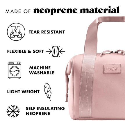 Fit & Fresh Remi Lunch Bag for Women Work – Neoprene Lunch Tote with Containers & Ice Pack, Reusable Meal Prep Lunch Box, Large Capacity, Machine Washable, Mauve