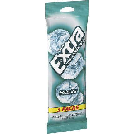 Wrigleys Extra Polar Ice Sugarfree Chewing Gum 3 x 15 Stick Multipack
