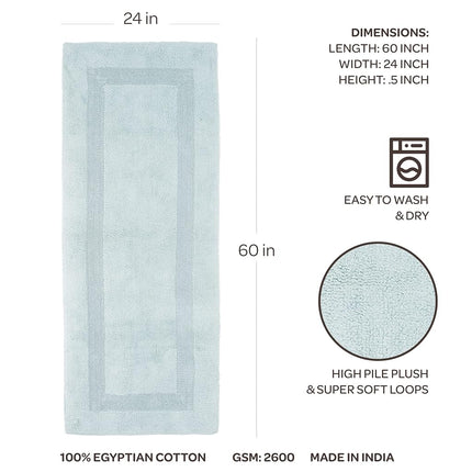 Bedford Home 100 Percent Cotton Reversible Long Bath Rug - Seafoam - 24x60