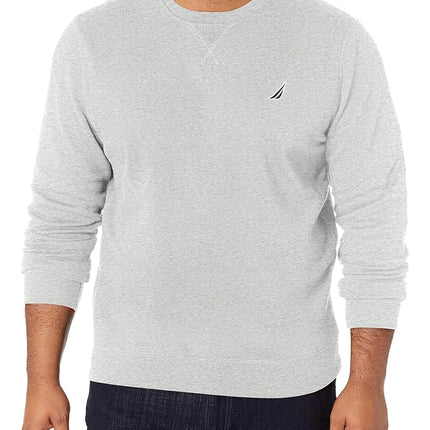Nautica Men's Basic Crew Neck Fleece Sweatshirt, Grey Heather, Small