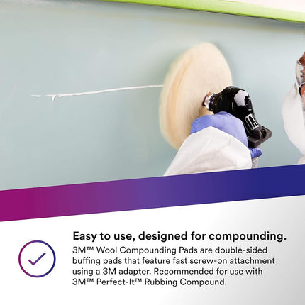 3M 33280 9-Inches Double Sided Wool Compounding Pad