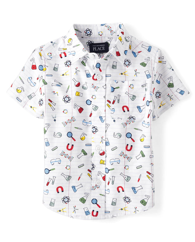 The Children's Place Baby Boys' Poplin Short Sleev