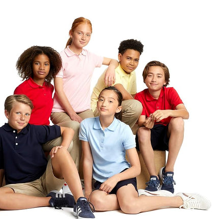 French Toast girlsSA9423Short Sleeve Picot Collar Polo Shirt (Standard & Plus) Short Sleeve Polo Shirt - Orange - XX-L