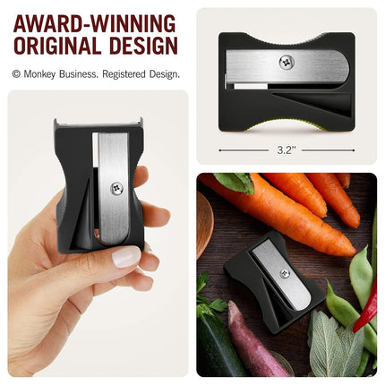 Karoto Carrot Sharpener | Vegetable Peeler | Veggie Peeler & Cucumber Peeler | Fun Kitchen Gadgets | from a Series of Unique Peelers for Kitchen | Fun Kitchen Stuff | by Monkey Business (Black)