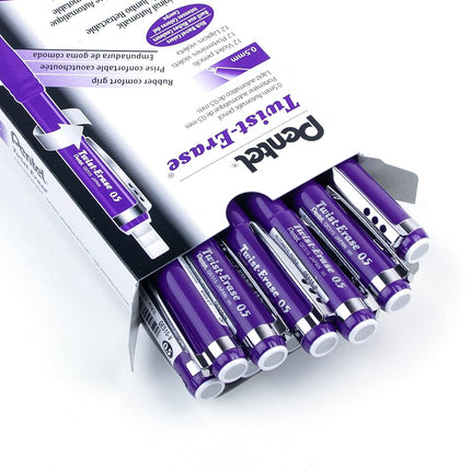 Pentel Twist-Erase III Mechanical Pencil,0.5mm, Violet Barrel, 12 Pack (QE515V)