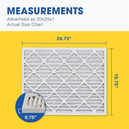 Aerostar 20x25x1 MERV 13 Pleated Air Filter, AC Furnace Air Filter, 6 Pack (Actual Size: 19 3/4"x 24 3/4" x 3/4")