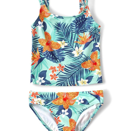 The Children's Place Girls' 2-Piece Tankini Swimsuit, Hawaiian Tropic, X-Small