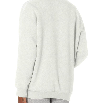 adidas Women's Essentials 3-Stripes Fleece Sweatshirt, White Melange/White, XS