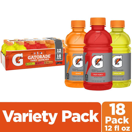 Gatorade Variety Pack Fruit Punch Lemon-Lime Orange, 18 PK (Pack of 1)