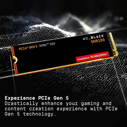 WD_BLACK SN8100 PCIe Gen 5 NVMe SSD 2TB (Up to 14,900MB/s read, 11,000MB/s write speeds, Next Gen TLC 3D CBA NAND, Up to 1,200TBW, Best for AI Applications, Gaming, Video Editing) POWERED BY SANDISK