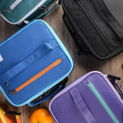 2 Packs Insulated Soft Lunch Bag with Double Zipper - Sturdy, Freezable and Reusable for Kids, Men - for School, Work, Outdoor (Black & Blue)