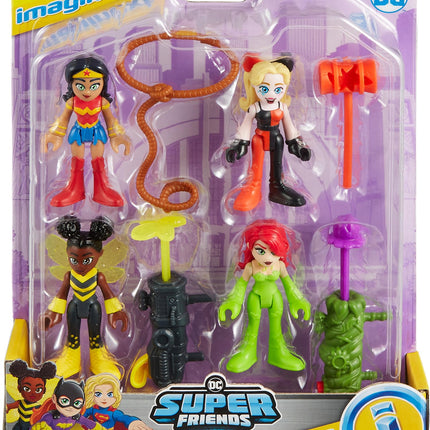 Fisher-Price Imaginext DC Super Friends Set de figuras de rivales con la Mujer Maravilla, Bumblebee, Harley Quinn y Hiedra Venenosa para niños de 3 años en adelante