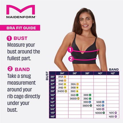 Maidenform Soutien-gorge sans coutures rehausseur pour femme, sans armatures, coupe longue convertible de style débardeur, noir, grande taille