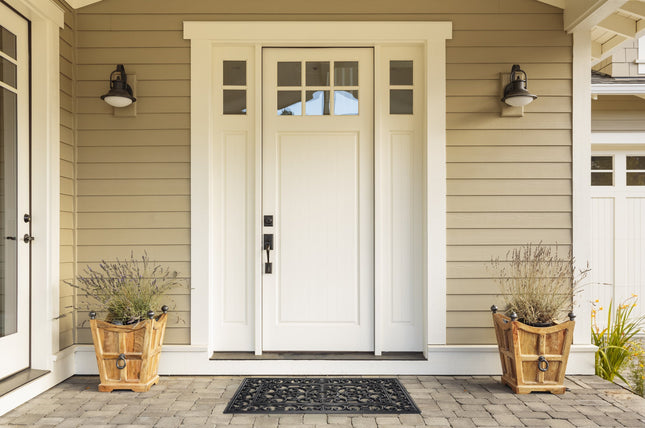 Paillasson d'entrée DII moderne en caoutchouc facile à nettoyer, pour l'intérieur/l'extérieur, patio, porte d'entrée, portes extérieures toutes saisons, 18 x 30 - Décor volutes