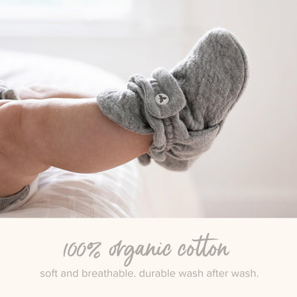 Burt's Bees Baby Unisex Booties Organic Cotton Newborn Essentials Shoes for Infants, Heather Grey, 6-9 Months